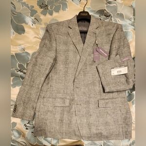 Michael Kors Black And White Plaid Linen Blazer